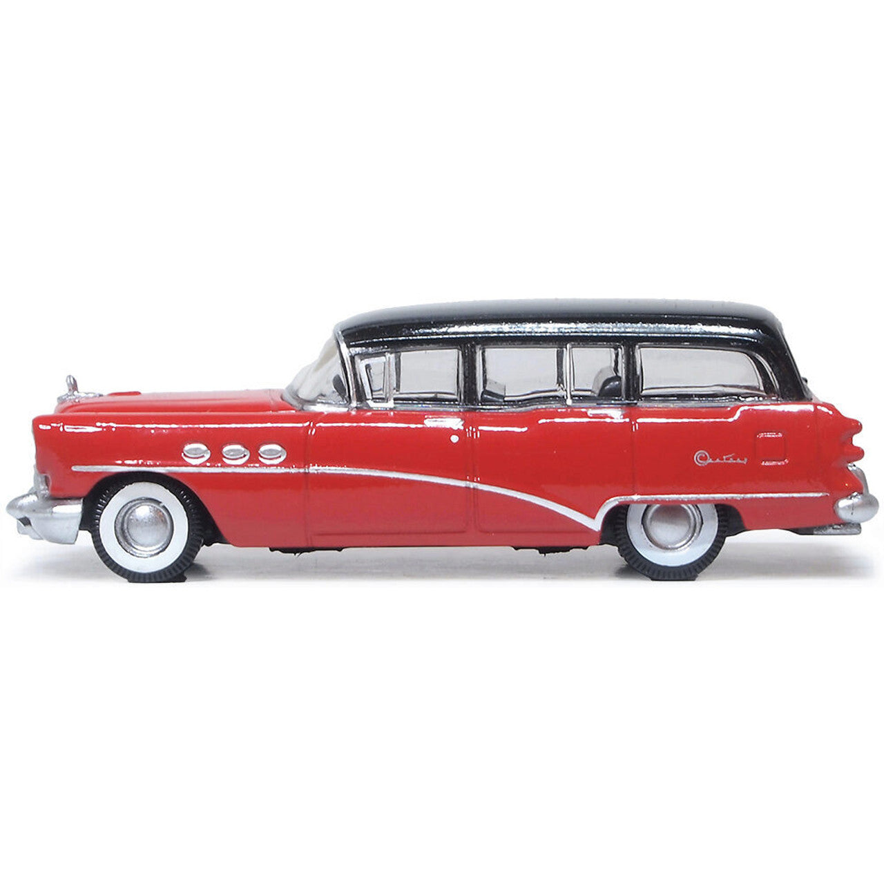1954 Buick Century Estate Wagon - Matador Red / Black 1:87 Scale Diecast Model Car by Oxford Diecast