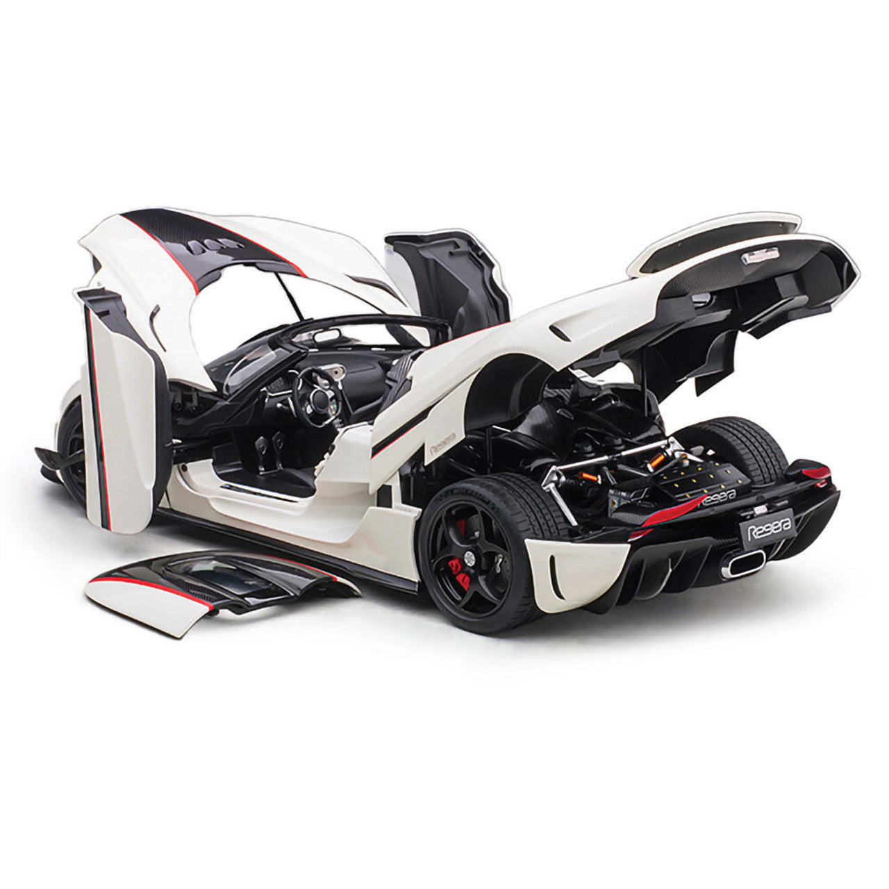 Koenigsegg Regera - White w/Carbon Accents 1:18 Scale Composite Diecast Model Car by AutoArt