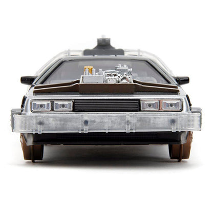 Back to the Future DeLorean Time Machine with Rail Wheels 1:24 Scale Diecast Model Car by Jada Toys