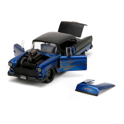 1955 Chevy Bel Air - Blue Supercharged 1:24 Scale Diecast Model Car by Jada Toys