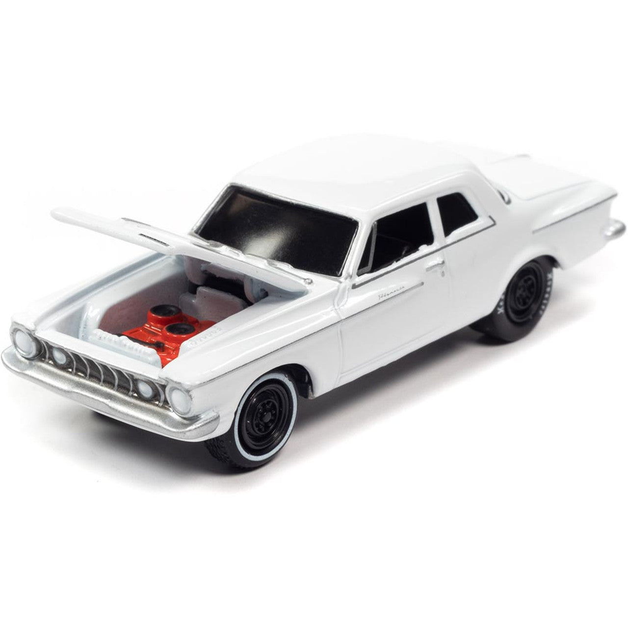 1962 Plymouth Savoy Max Wedge - Alpine White 1:64 Scale Diecast Model Car by Johnny Lightning