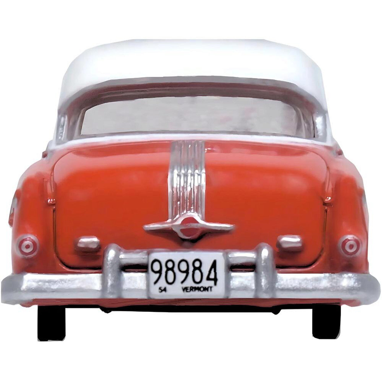 1954 Pontiac Chieftain 4-Door Sedan - Coral Red / Winter White 1:87 Scale Diecast Model Car by Oxford Diecast