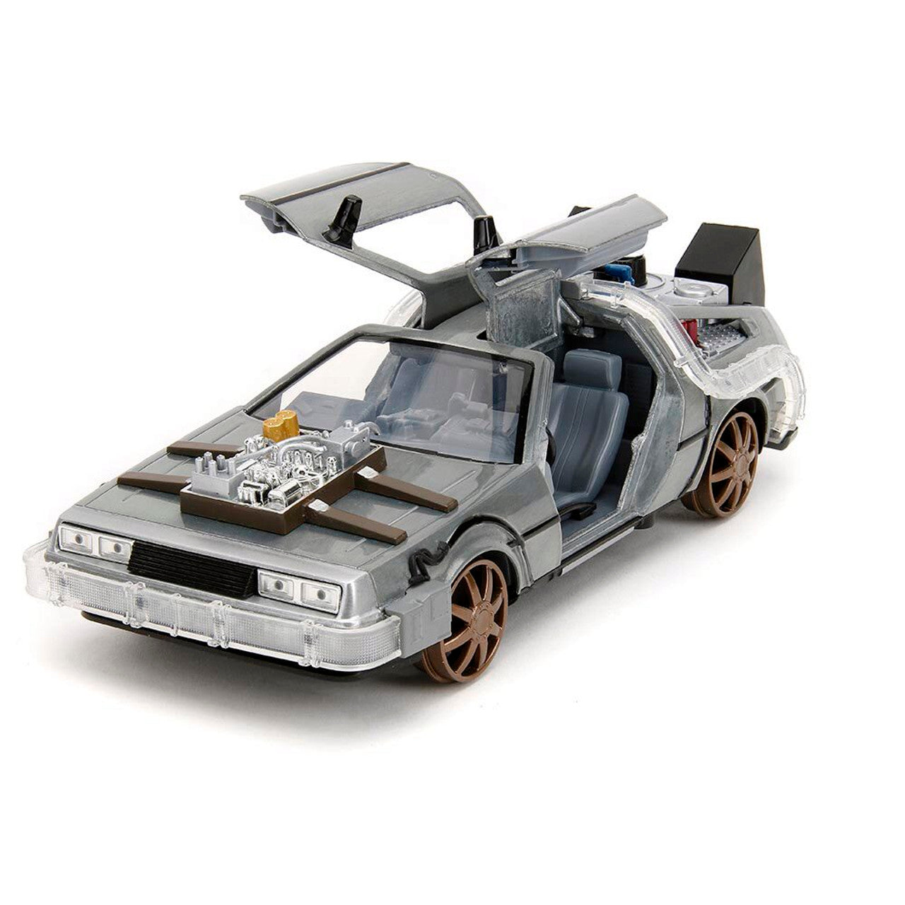 Back to the Future DeLorean Time Machine with Rail Wheels 1:24 Scale Diecast Model Car by Jada Toys