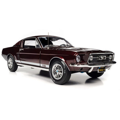 1967 Ford Mustang 2+2 GT - Code X Vintage Burgundy 1:18 Scale Diecast Model Car by American Muscle - Ertl