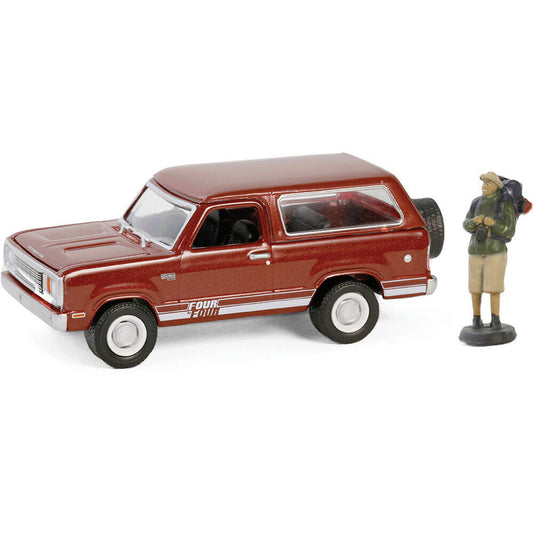 1978 Plymouth Trail Duster with Backpacker Figure - Canyon Red Sunfire 1:64 Scale Diecast Model Truck by Greenlight