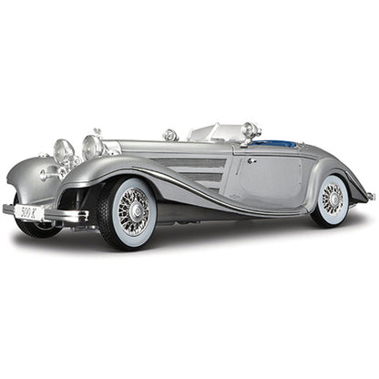 1936 Mercedes 500 K Special Roadster - silver 1:18 Scale Diecast Model by Maisto