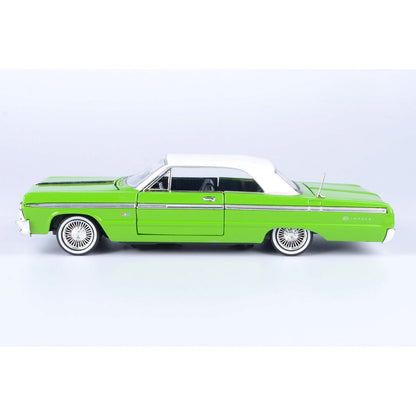 1964 Chevy Impala Low Rider - Metallic Light Green with White Top 1:24 Scale Diecast Model Car by Motormax
