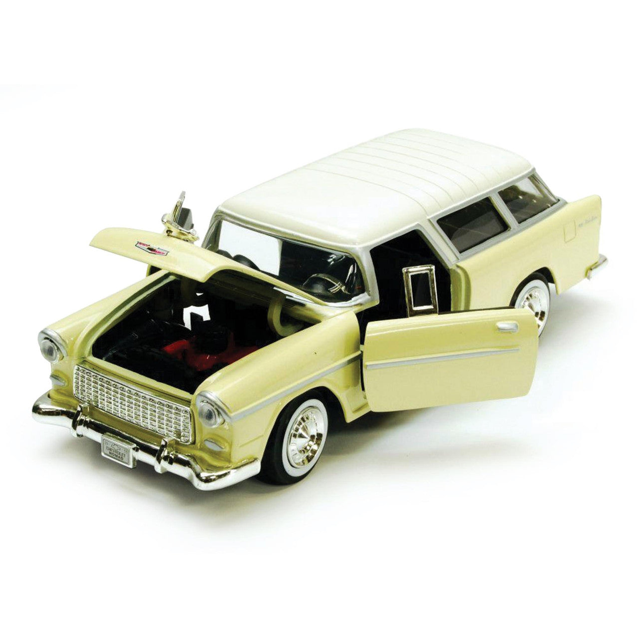 1955 Chevy Bel Air Nomad - Yellow 1:24 Scale Diecast Model Car by Motormax