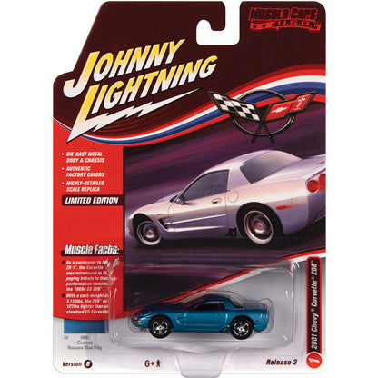 2001 Chevrolet Corvette Z06  - Nassau Blue 1:64 Scale Diecast Model Car by Johnny Lightning