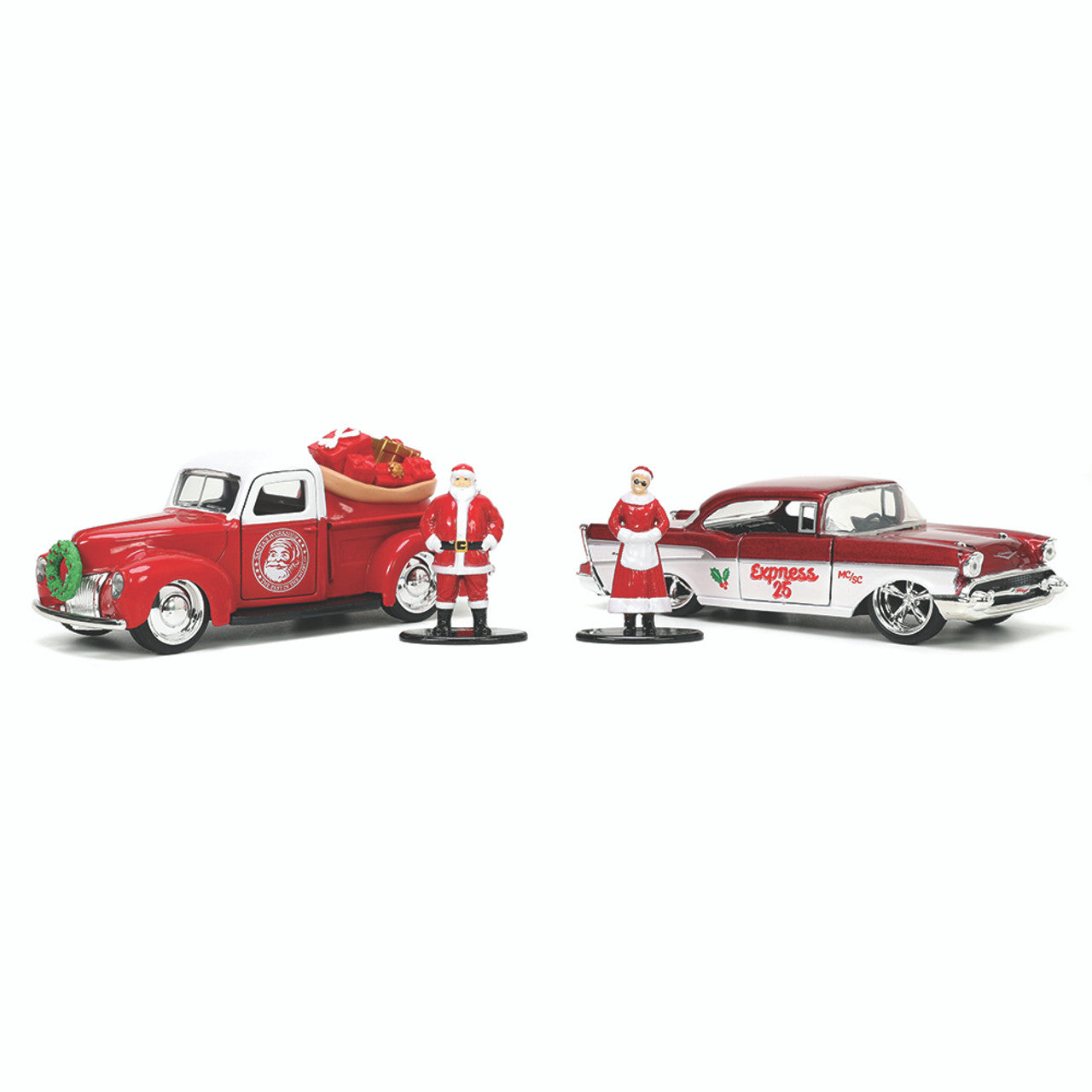 Santa & Mrs. Clause 1940 Ford Pickup and 1957 | Jada Toys 1:32 Scale Diecast Model Truck by Jada Toys