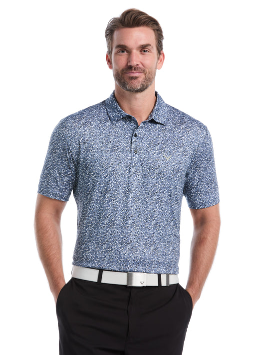 Mens Confetti Hex Print Golf Polo