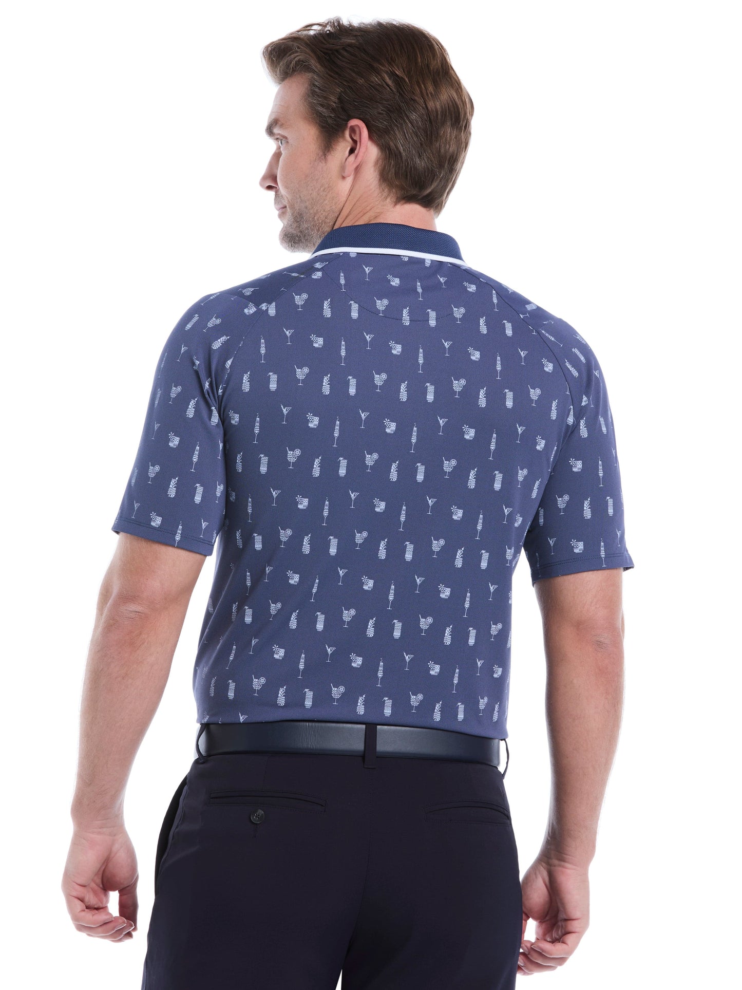 Mens Geo Cocktail Print Golf Polo