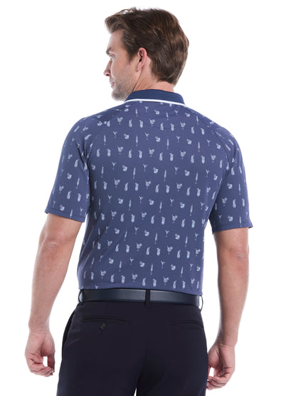 Mens Geo Cocktail Print Golf Polo