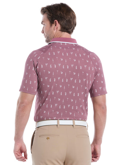 Mens Geo Cocktail Print Golf Polo