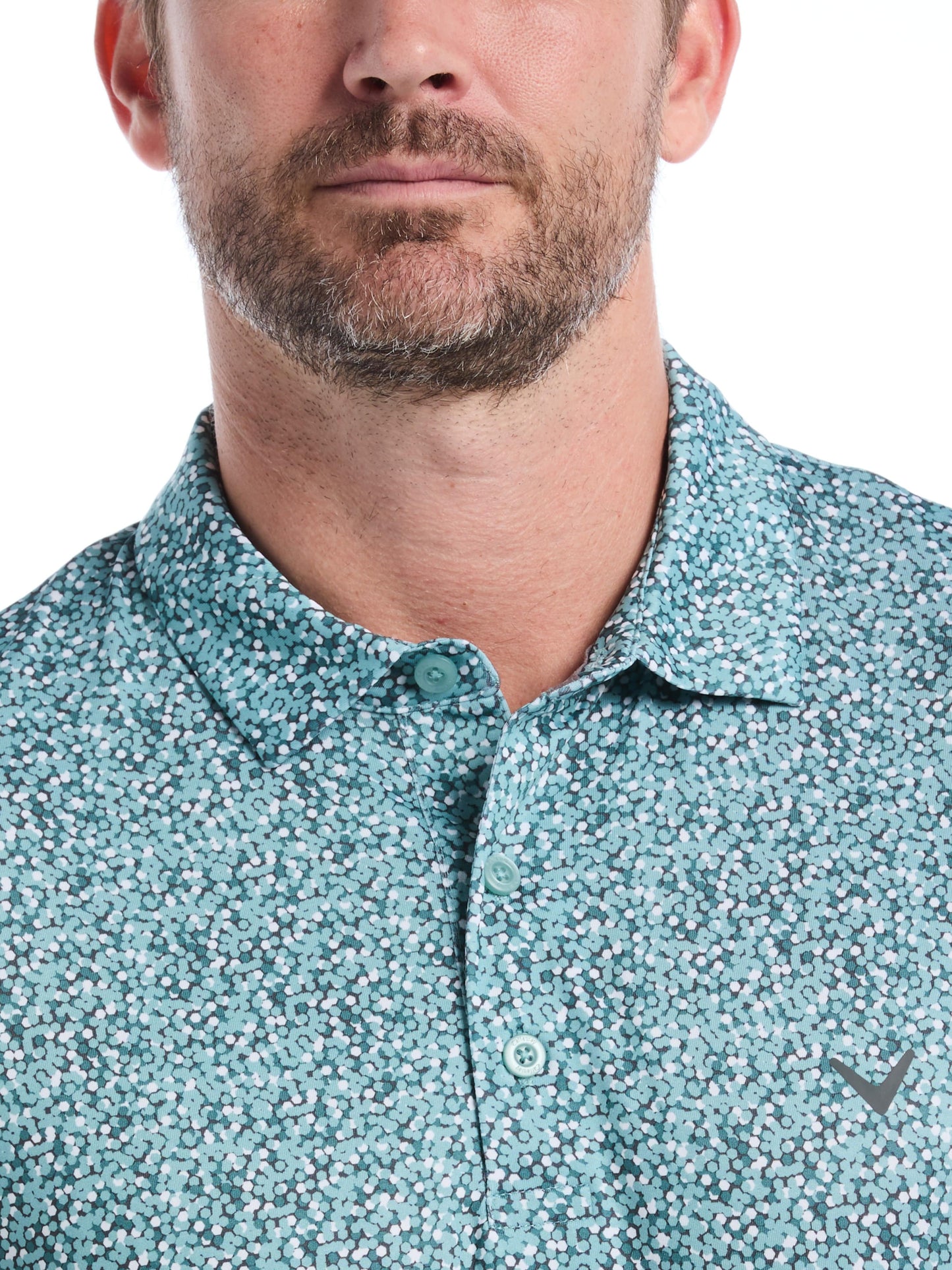 Mens Confetti Hex Print Golf Polo
