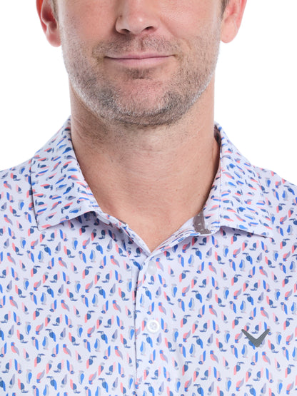 Mens Day All Over Birdie Print Polo