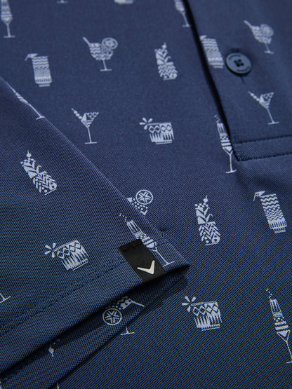 Mens Geo Cocktail Print Golf Polo