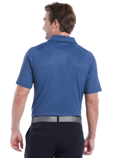 Mens Engineered Triple Track Geo Print Golf Polo Shirt
