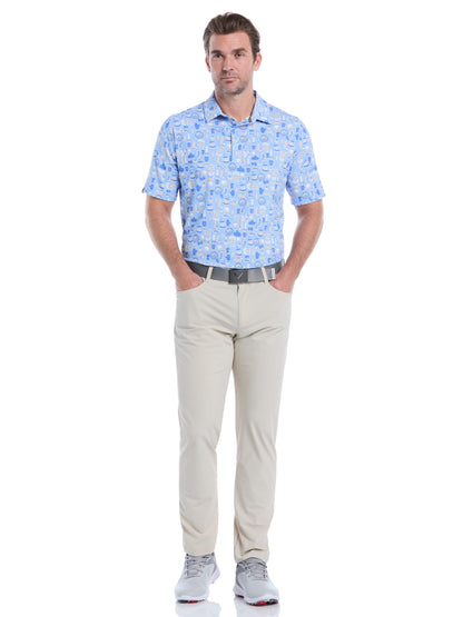 Mens Celebration Feast Print Golf Polo