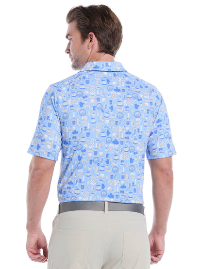 Mens Celebration Feast Print Golf Polo