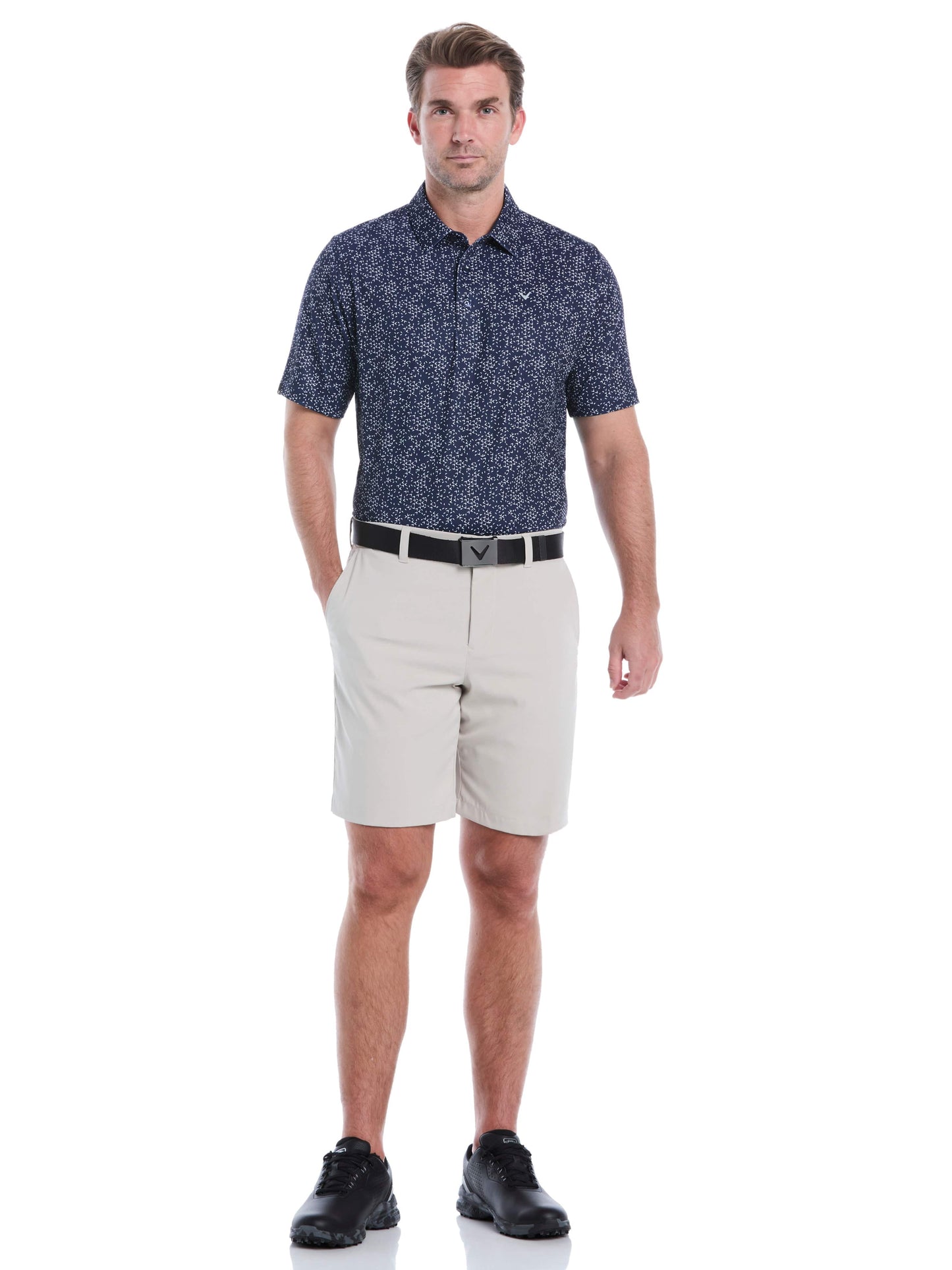 Mens Chevron Print Golf Polo