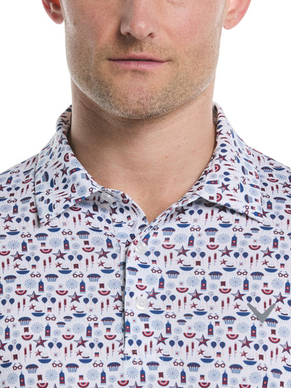 Mens Americana Print Polo