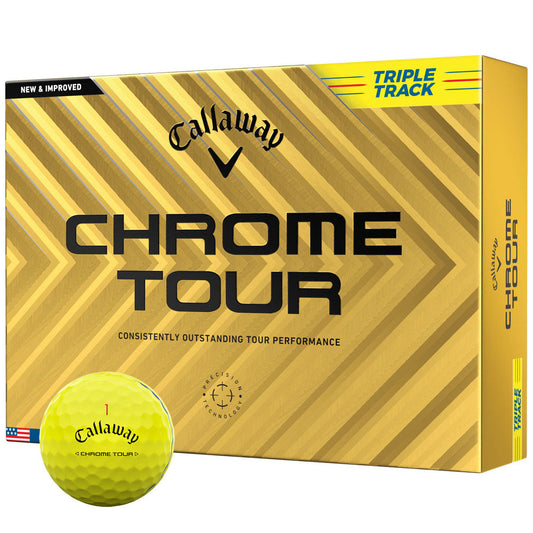 Chrome Tour Triple Track Golf Balls - Yellow - 12 Pack